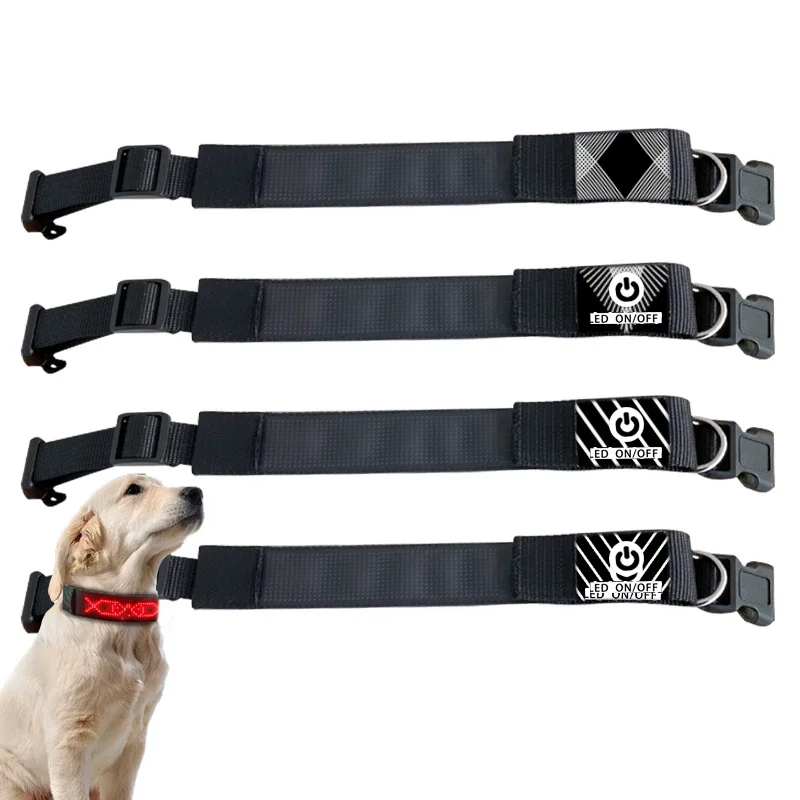 Collare per cani con illuminazione a LED APP Bluetooth Messaggio programmabile Scorrimento Display a LED Collare per accessori per animali domestici