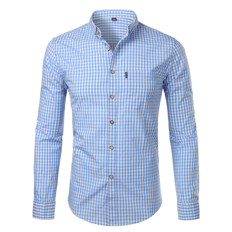 Camisa pequeña a cuadros con botones para hombre, novedad de verano 2023, camisas de vestir ajustadas de manga larga para hombre, camisas informales a cuadros a cuadros, Chemise Homme
