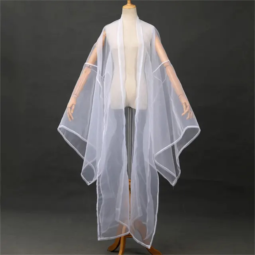 Ancient Chinese Hanfu Solid Color Tulle Cardigan Wide Sleeve Coat Classical Folk Dance Costume Stage Performance Photo Clothing