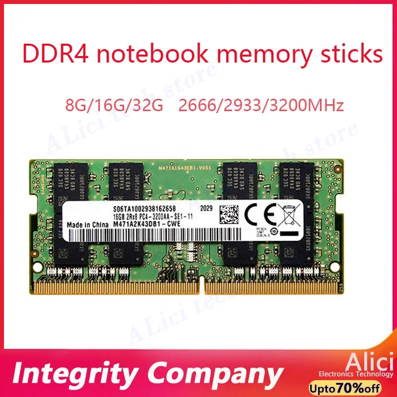 Para Samsung notebook memoria sticks DDR4 8GB 16GB 32GB 2666 2933 3200Mhz memoria Ram para ordenador portátil PC4 1,2 V 260Pin SODIMM