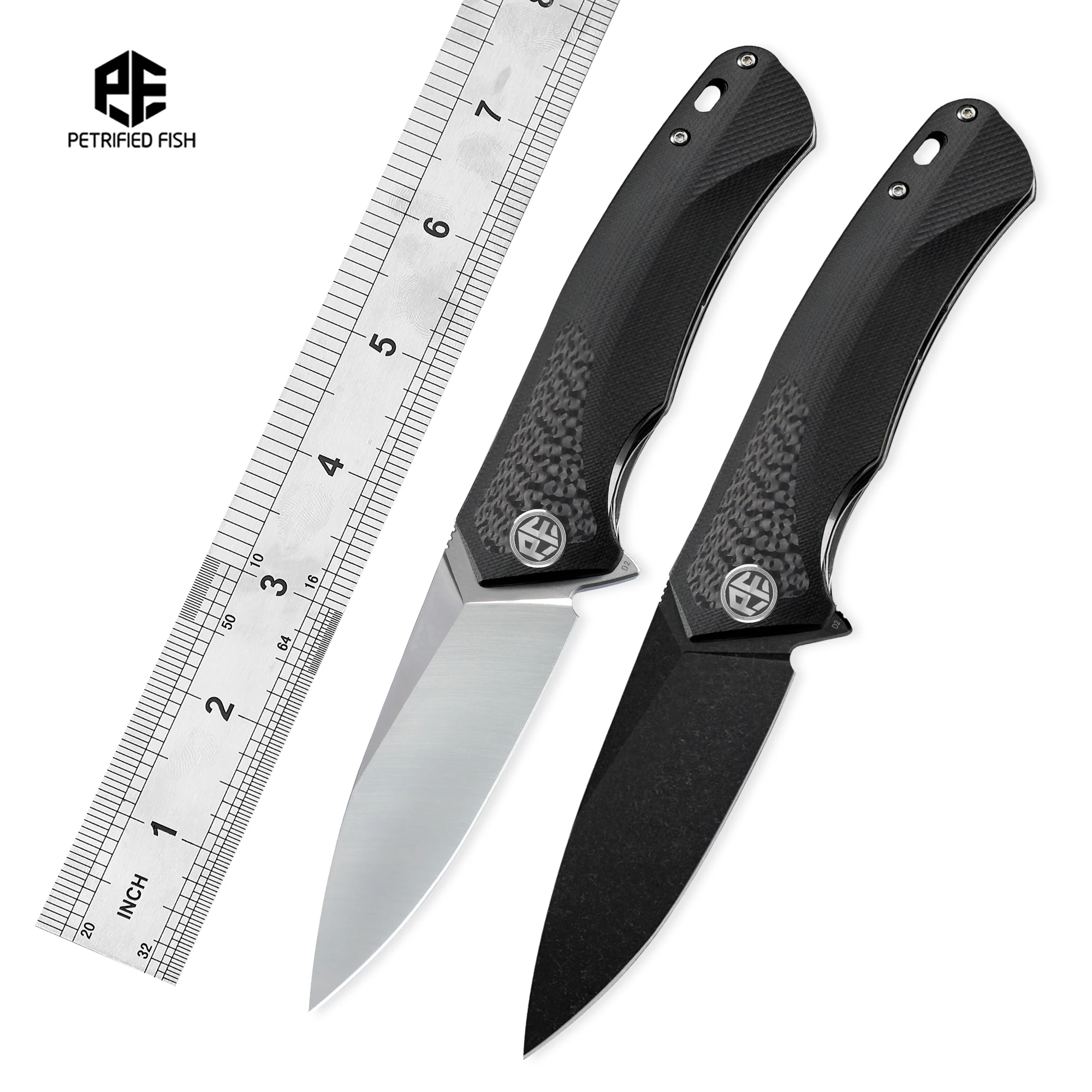 Cuchillo plegable de hoja de acero petrificado PF838CS D2 G10 + mango de fibra de carbono herramienta de bolsillo EDC para acampar al aire libre y cazar