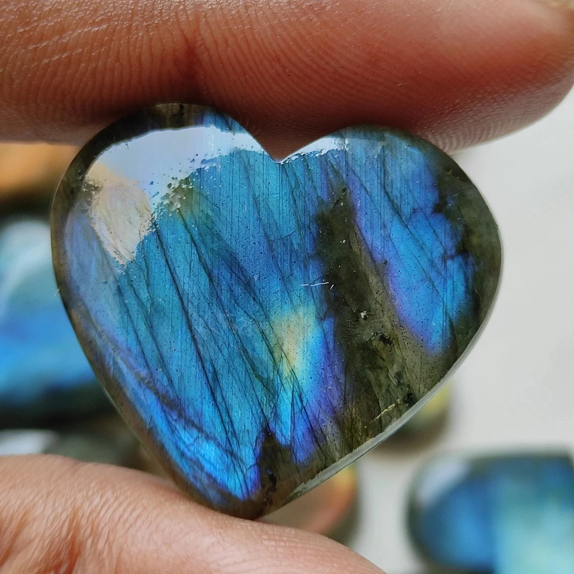 2 unids/set labradorita Natural llamativa cabujón forma de corazón labradorita piedra plana piedra preciosa pulida suave 3CM