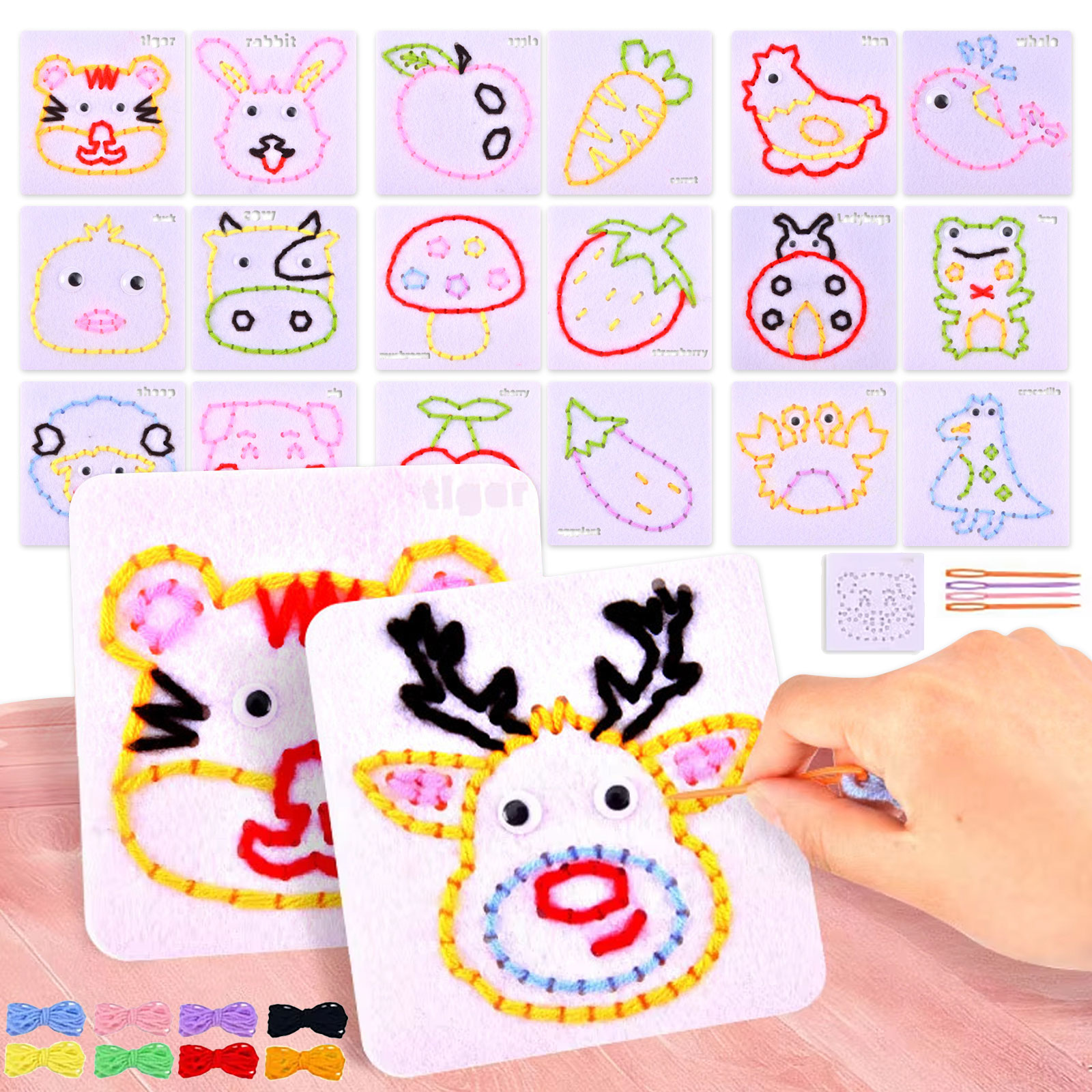 Vliesstoff-Schnürspielzeug für Anfänger, Kinder, Kinder, Nähen, Bastelset, Feinmotorik, beschäftigt, Brett, Bildungssensor