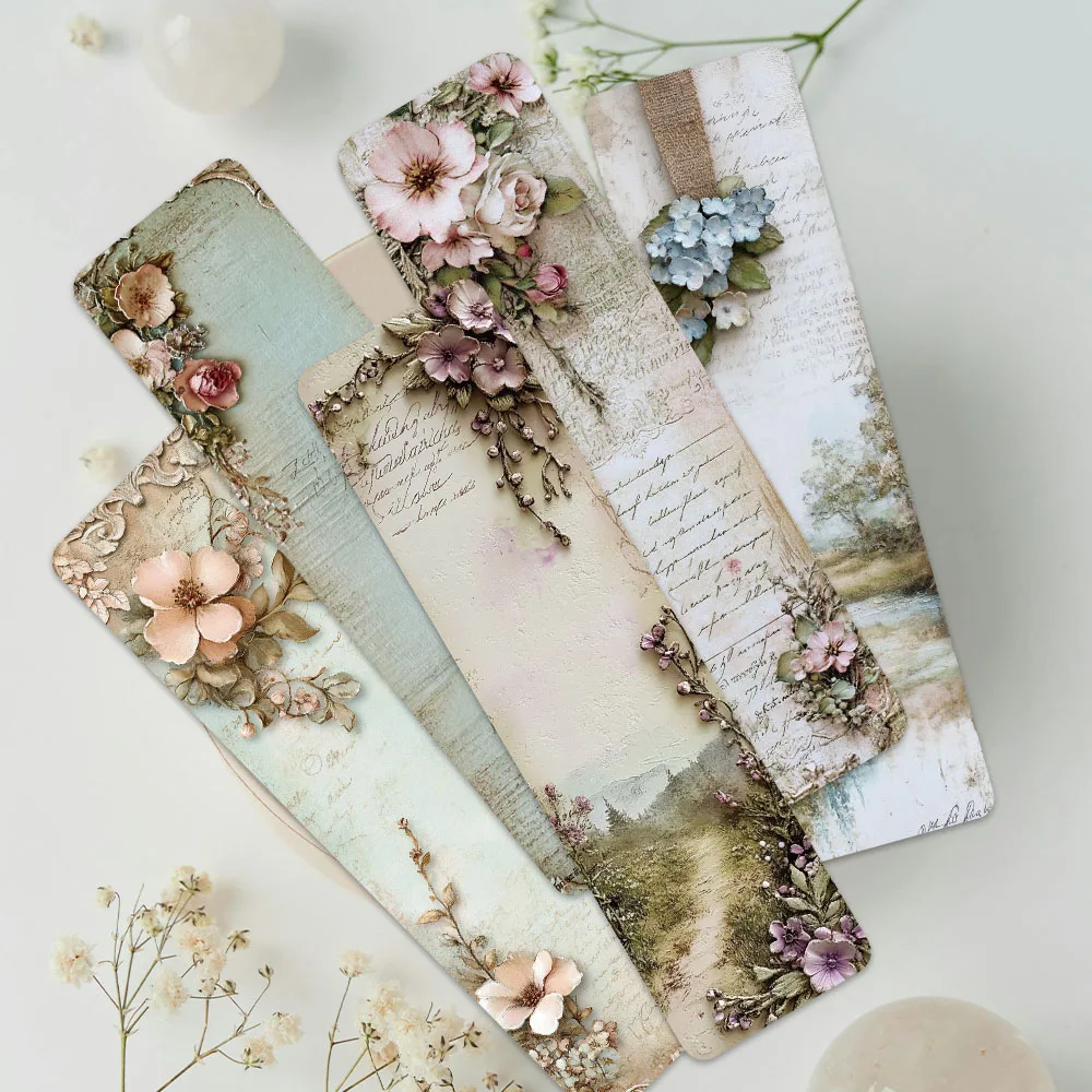 30 Uds. Marcapáginas de papel de paisaje de flores estéticas Retro para estudiantes lectores regalo DIY biblioteca oficina libro Club marcadores de página