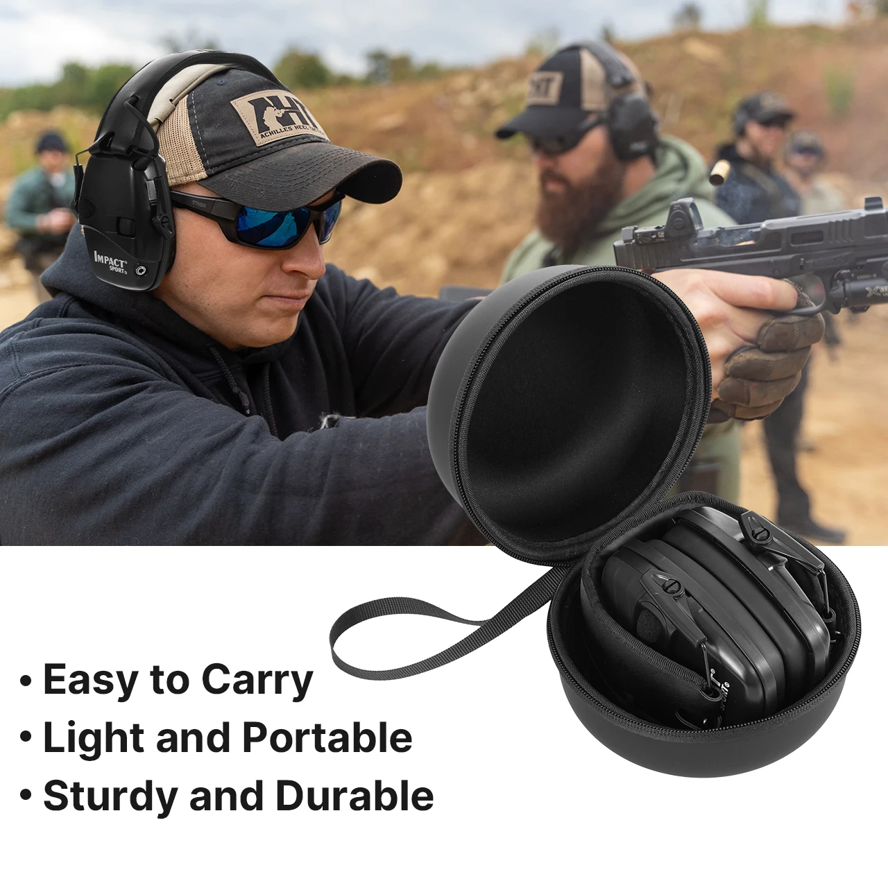 Tactical Electronic Shooting Earmuff Case Anti-noise Headphone Sound Amplification Hearing Protection Headset Foldable with Bag