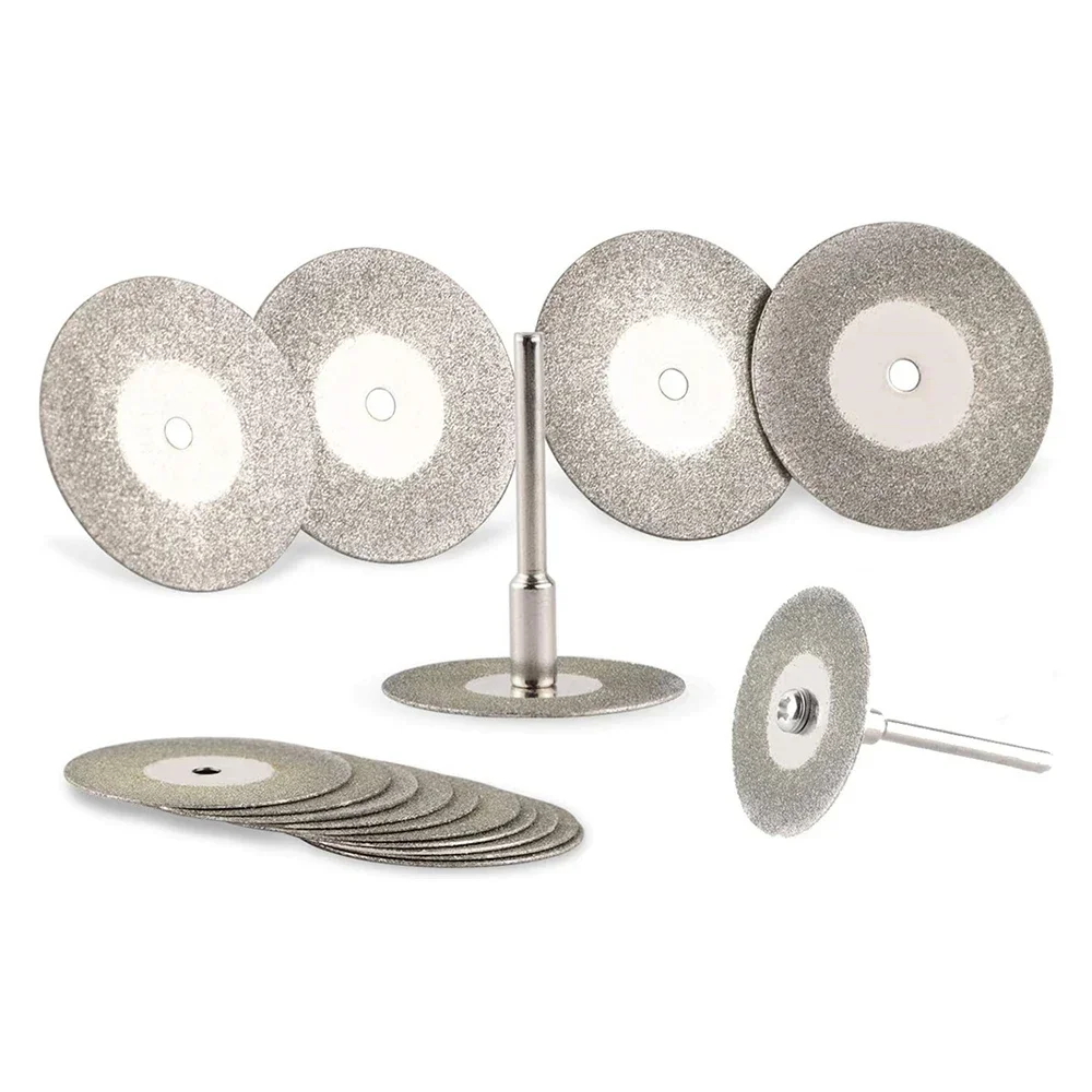 12pçs 22mm disco de corte de diamante 3mm mandril de rebolo para corte de metal ferramenta rotativa peças de moedor elétrico