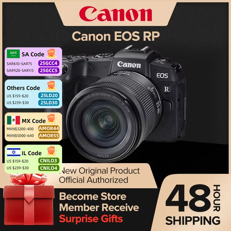 Canon EOS RP-cámara Digital profesional sin espejo de marco completo, cuerpo de vídeo 4K o con lente RF 24-105 MM F4 STM USM