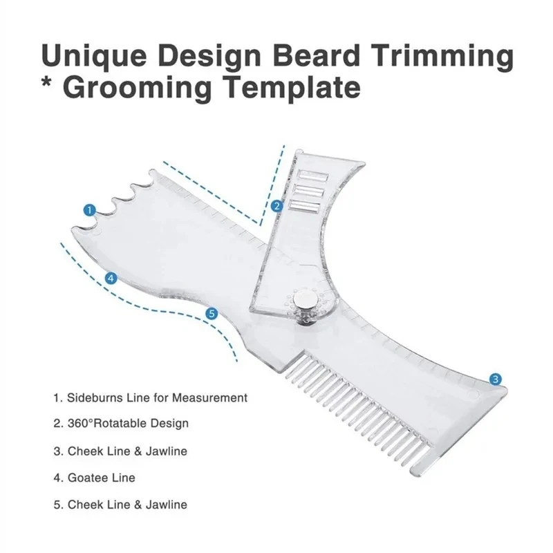 Pettine per styling barba multifunzionale uomo 360 °   Guida allo modello rotante per la barba per modellare e rifinire perfetti