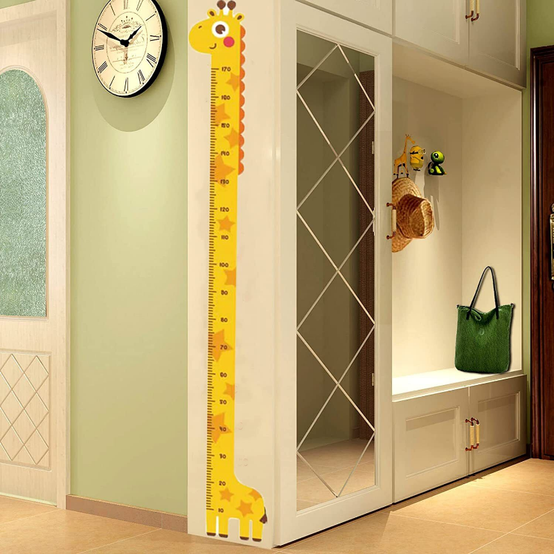 Pegatinas de pared con tabla de crecimiento de medición de altura para niños, calcomanías de medida de altura de animales de dibujos animados para dormitorio de niños, guardería de bebé