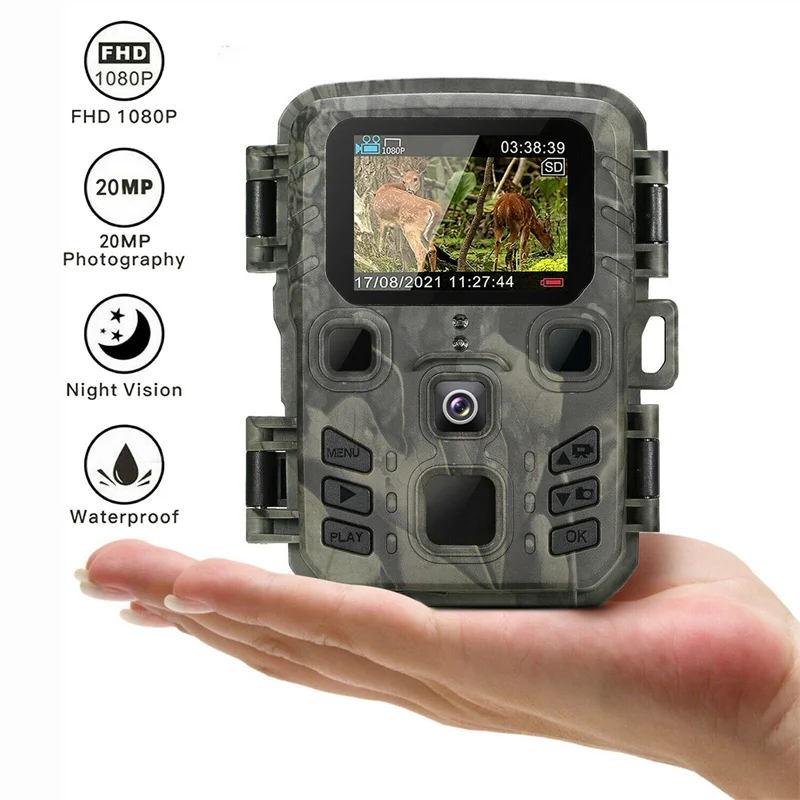 Cámara de caza Suntekcam, cámaras de rastreo para vida silvestre, visión nocturna al aire libre, trampa para fotos, 20MP, 1080P, IP65, cámara inalámbrica impermeable Mini301