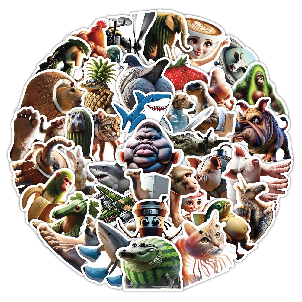 10/30/50PCS Tung Tung Tung Sahur Adesivi per I Bambini Animale Divertente AI Abstract Brainrot Abstract Cartoon Decalcomanie Fresco FAI DA TE adesivo Gi