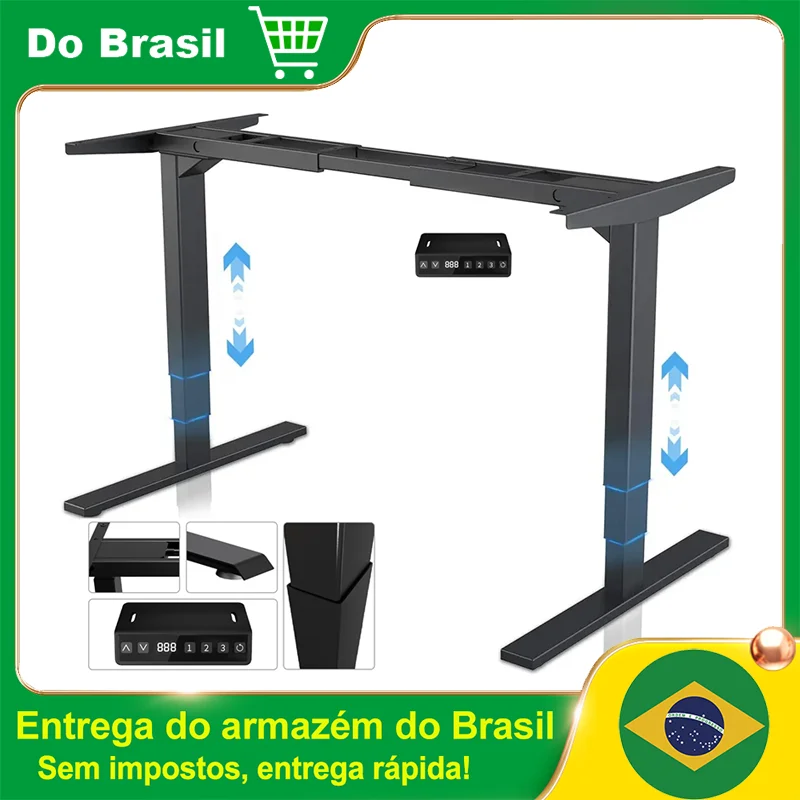 Escrivaninha elétrica de pé com estrutura de mesa ajustável em altura Escrivaninha de pé ergonômica com controle de memória Escrivaninha de pé para escritório em casa