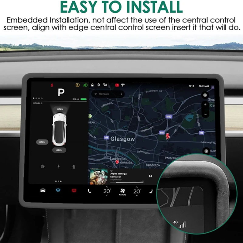 Voor Tesla Model 3/Y Siliconen Beschermend Frame Rand Cover Centrale Controle Display Navigatie Screen Protector Auto Accessoires
