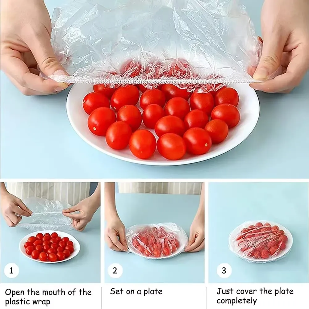 Copertura per alimenti usa e getta riutilizzabile Involucro di plastica Coperchi per alimenti elastici durevoli per ciotole Coperture per piastre elastiche per borsa per risparmiare cibo da cucina