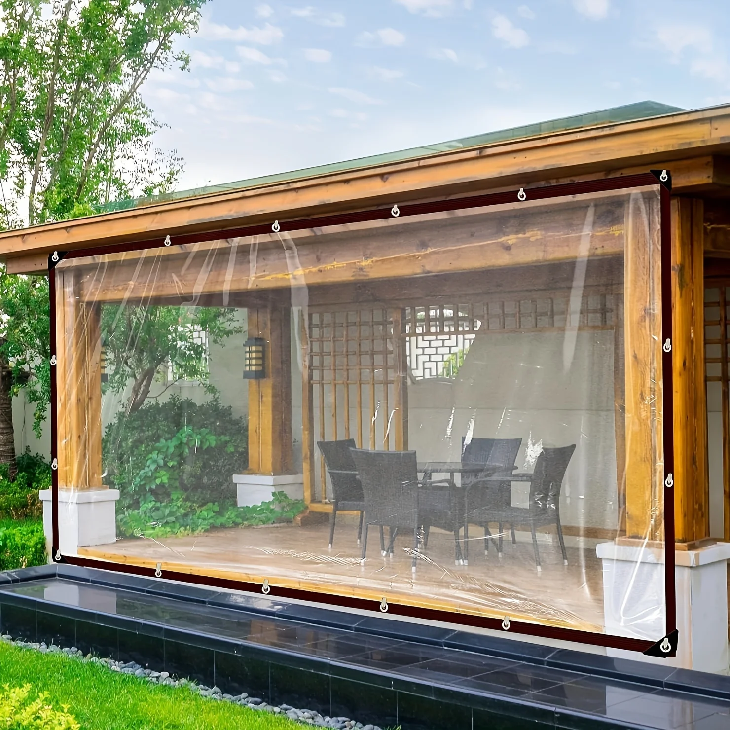 Paño impermeable transparente con junta: perfecto para jardines, patios, gallineros, toldos para porche y acampar