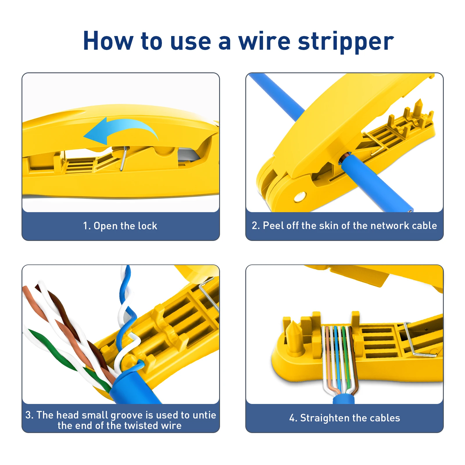 ZOERAX RJ45 Ethernet Cable Stripping Tool Multifunctional Cutter with cutting,stripping,untangling and straightening function