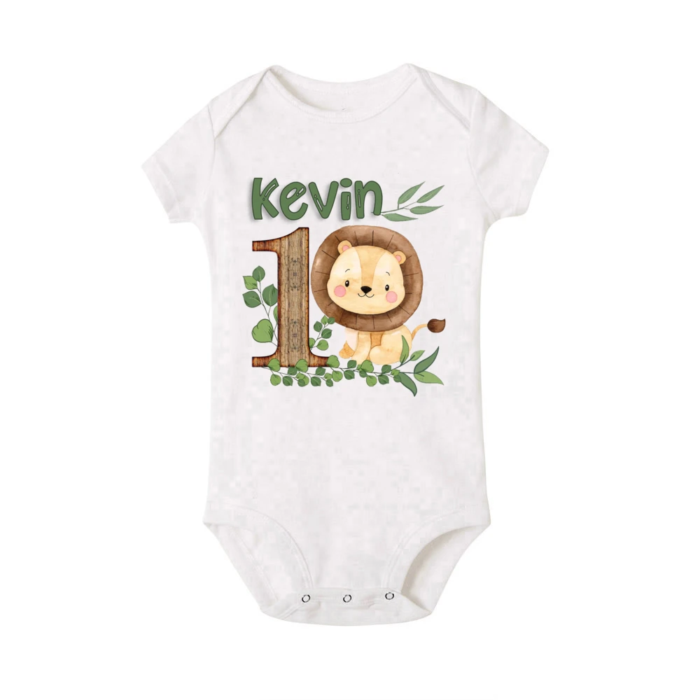Animal de Safari personalizado con nombre, pelele para bebé recién nacido, mono de fiesta de cumpleaños de jungla salvaje, mono, regalos de ducha infantil