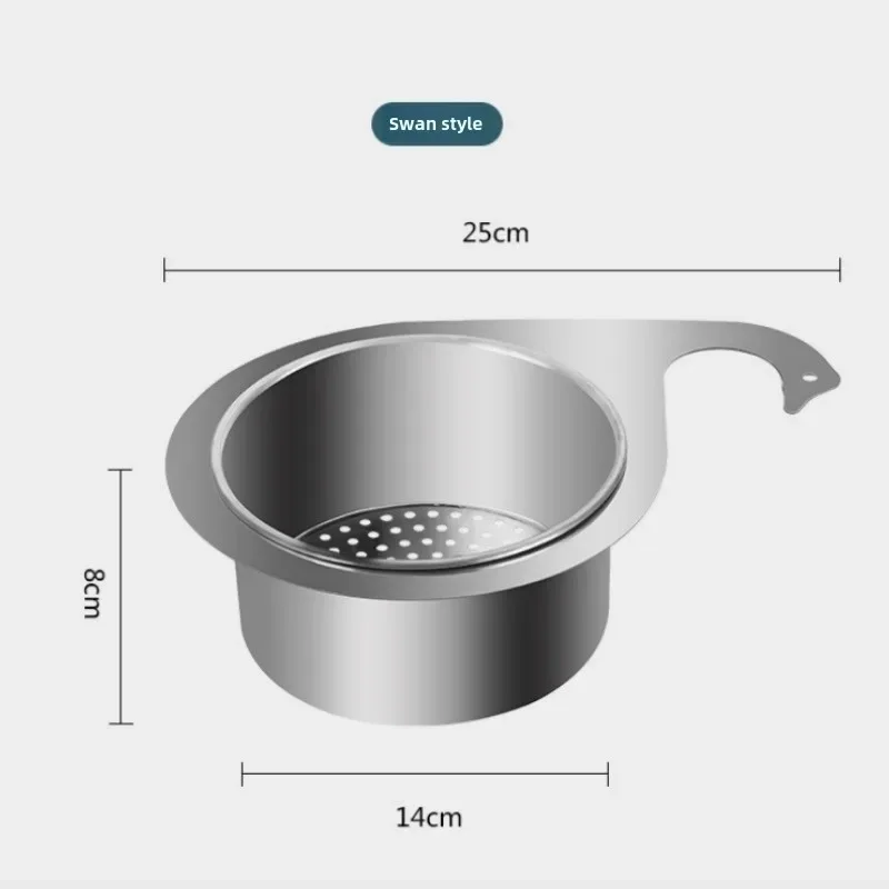 Swan Shape Hanging Filter Basket 201  Stainless Steel Corner Sink Strainer Kitchen Sink Drain Basket Swan Drain Rack for Sink