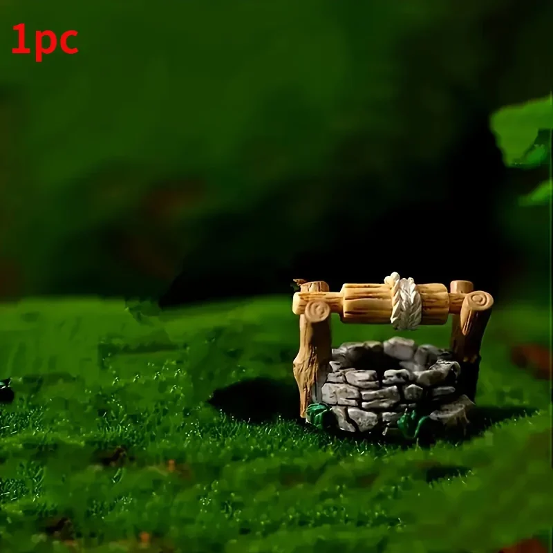 Una statua in miniatura del pozzo del paese delle meraviglie - Collezione in resina fatta a mano con micro decorazione paesaggistica