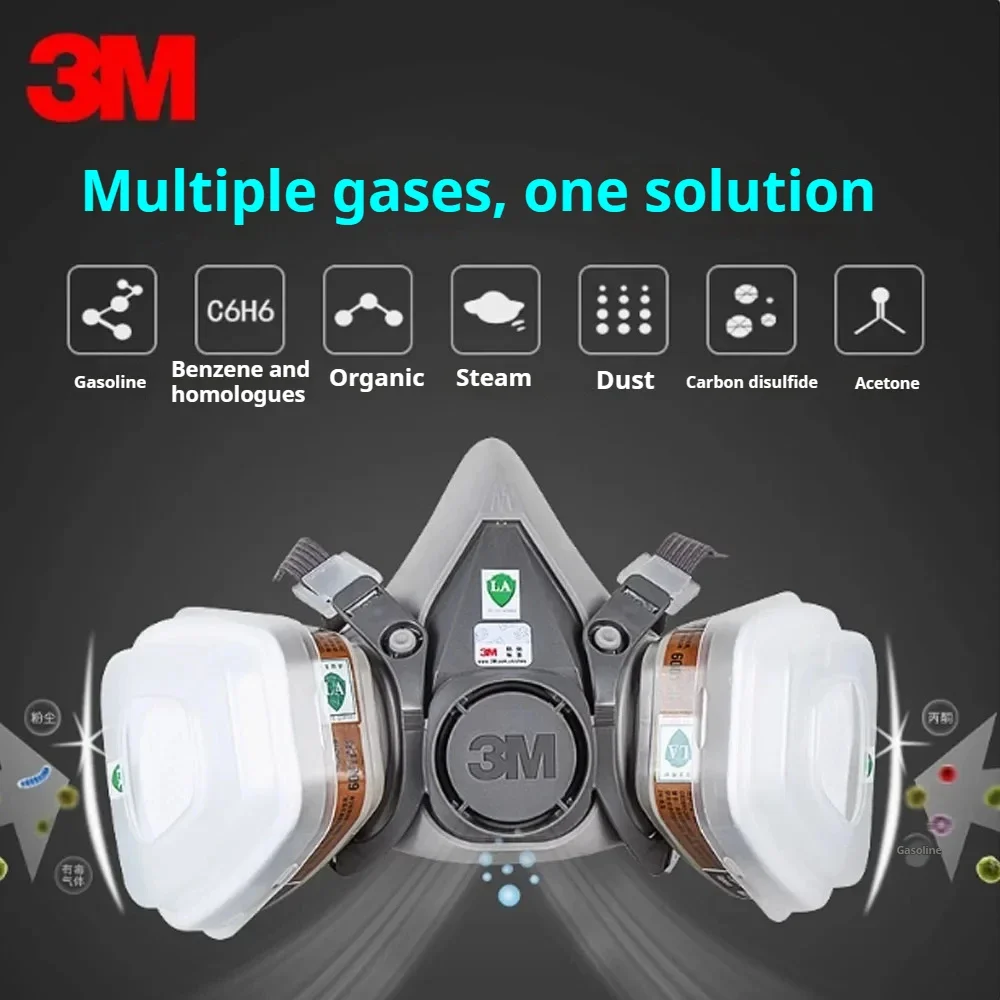 3M 6200 Maschera antigas per la decorazione della vernice spray Maschera antipolvere chimica Protezione del corpo Respiratore con filtro a vapore tossico Mezza maschera riutilizzabile