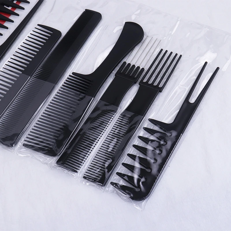 หวีผม 10 ชิ้น/เซ็ต หวีผมมัลติฟังก์ชั่น ป้องกันไฟฟ้าสถิต ดูแลเส้นผมและชุดเครื่องมือเสริมความงามอุปกรณ์เสริมสไตลิสต์
