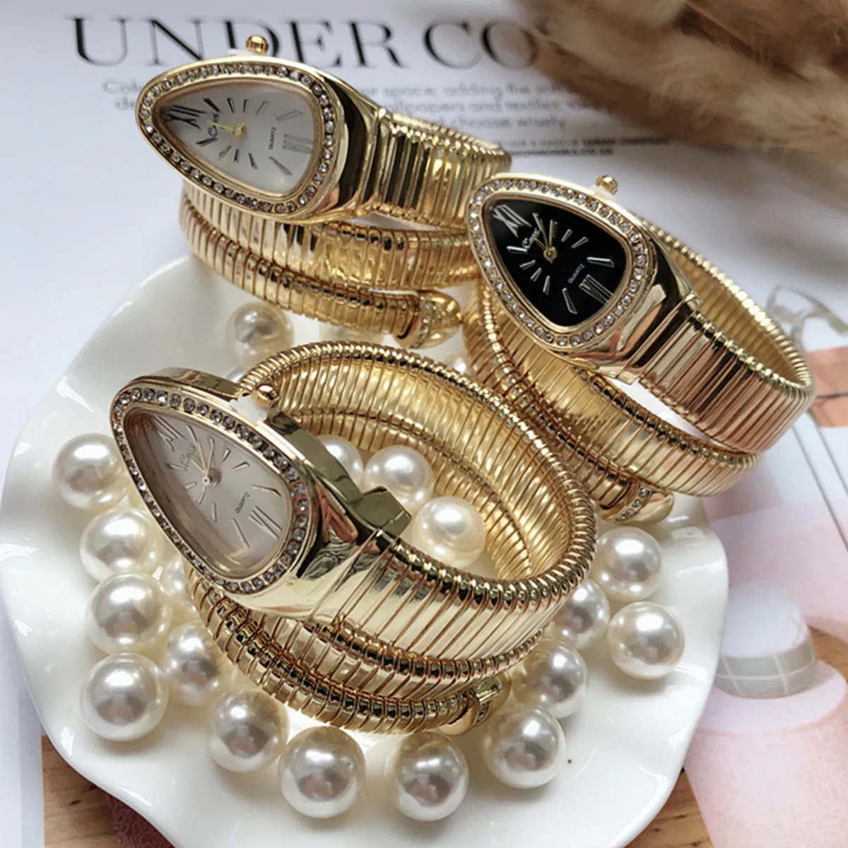 Mulheres relógio de quartzo pulseira de aço inoxidável moda ouro senhoras relógios relógio de pulso de luxo de alta qualidade (apenas relógio)