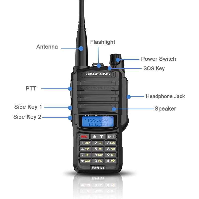 15W UHF VHF Ht PTT Walkie Talkie Baofeng Radio UV 9R Plus For Hunting And Hiking