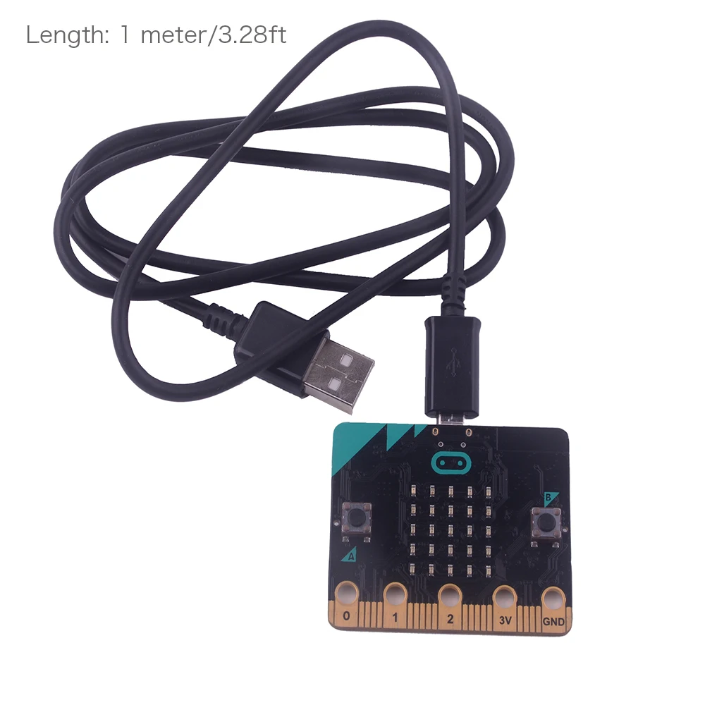 Microbit Micro USB Data Transmission Line 2A Fast Charging Cable TPE Soft Cord Black 1m for Andriod Raspberry Pi Pico Smartphone