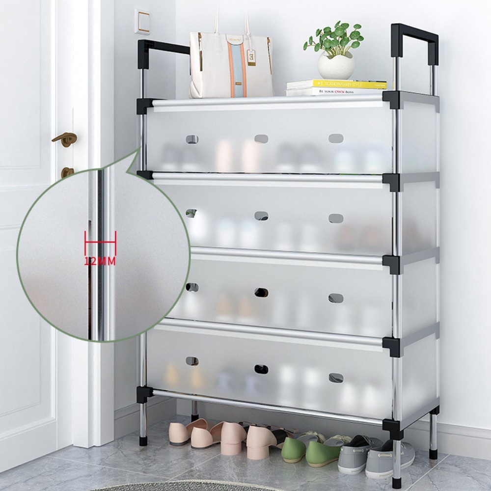 Dustproof DIY Shoe Rack Stainless Steel Pipes Household Multilayer Economical Space Saving Durable And Long-Lasting Shoes Rack