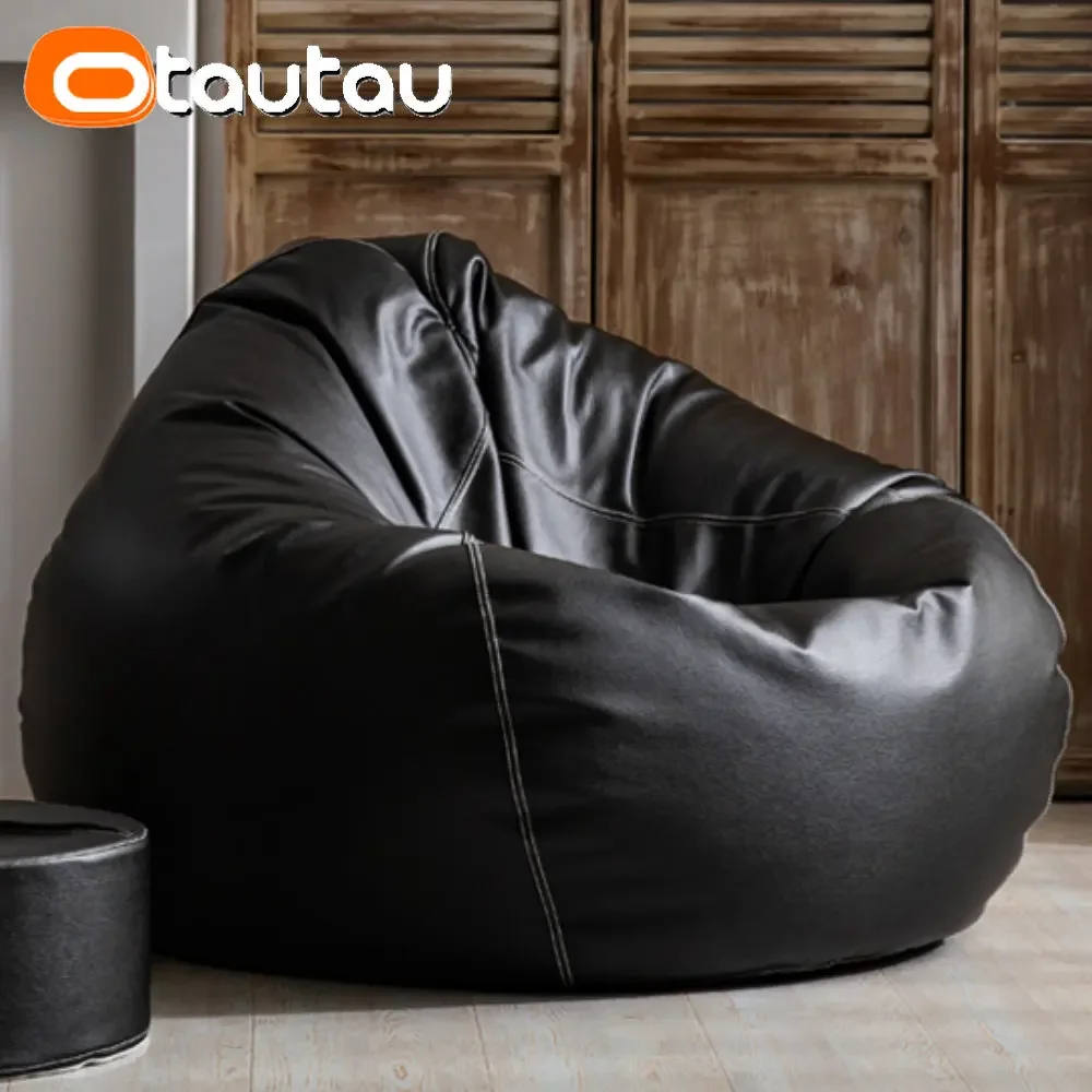 OTAUTAU gefüllte 70 cm Kunstleder-Sitzsacksofas mit Füllstoff, bequemes Sitzsack-Sofa, Puff-Bodensitz, Chaiselongue, Pouf-Stuhl DD004