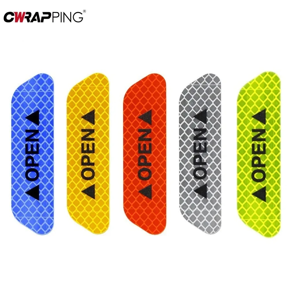4PCS Car Universal Door Open strisce riflettenti adesivi di avvertimento segnale di sicurezza avvertimento riflettente Auto esterno riflettore interno