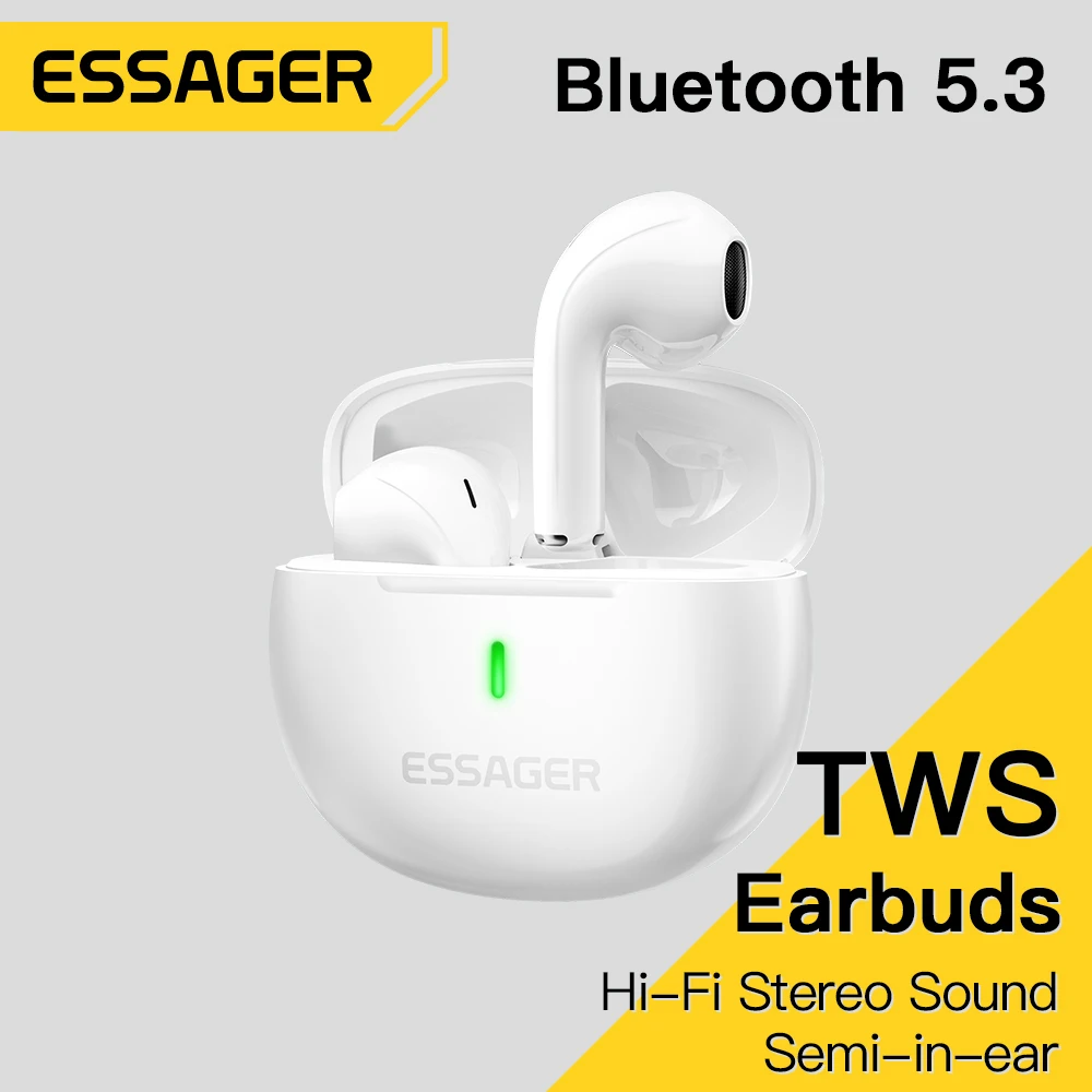 Essager-auriculares inalámbricos Bluetooth 5,3, miniauriculares TWS con estuche de carga, micrófono semi-in-ear para todos los teléfonos