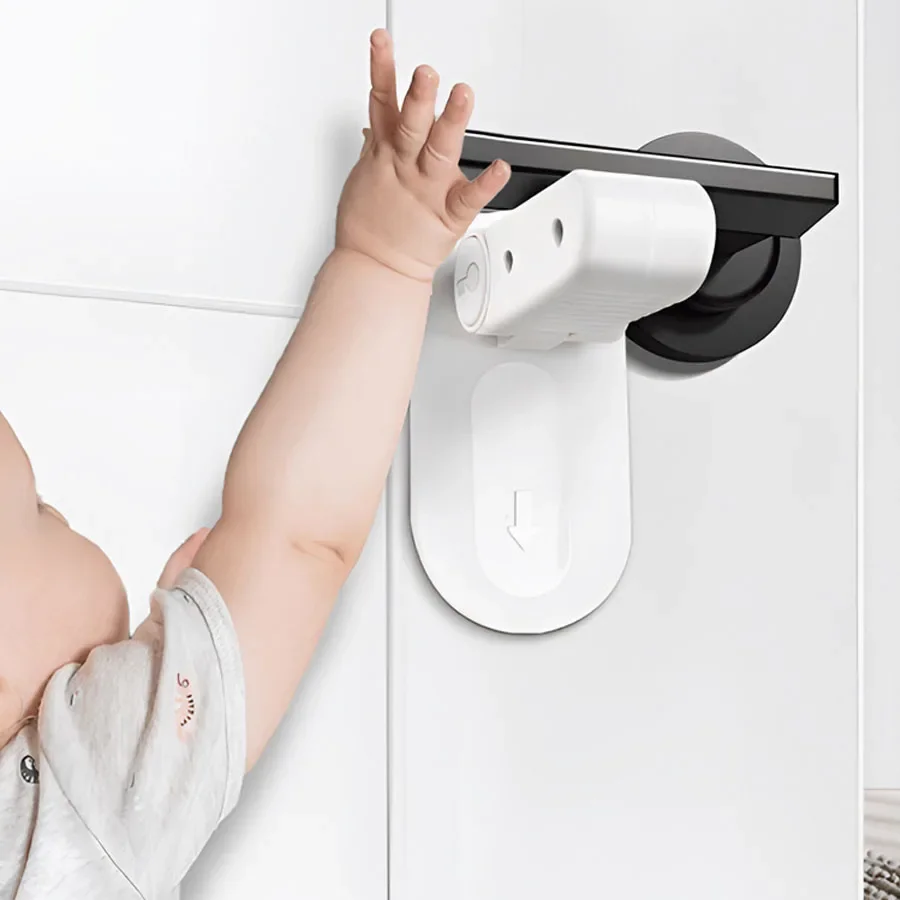 Deurhendelslot Universele anti-open handgreep Kinderbabyveiligheidssloten Ponsvrij multifunctioneel veiligheidsslot met verborgen knopgesp