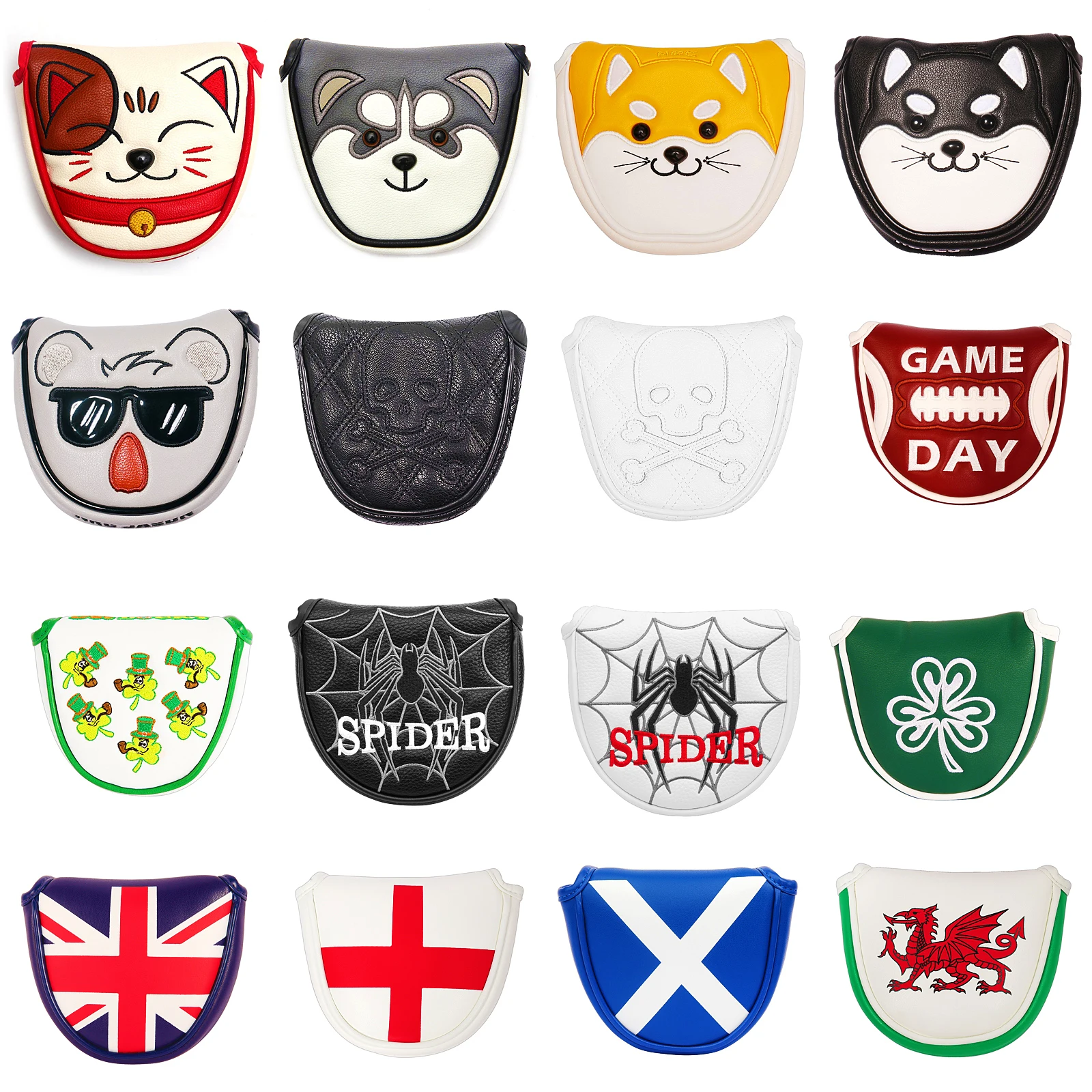 Magnetic  Closure Customized Golf Mallet Putter Covers Headcover Synthetic Leather Multi Style Color
