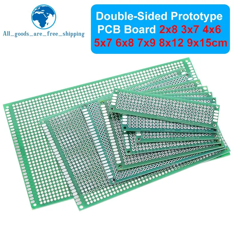 TZT 2x8 3x7 4x6 5x7 6x8 7x9 8x12 9x15 cm Double Side Prototype Diy Universal Circuit  Board Protoboard For Arduino