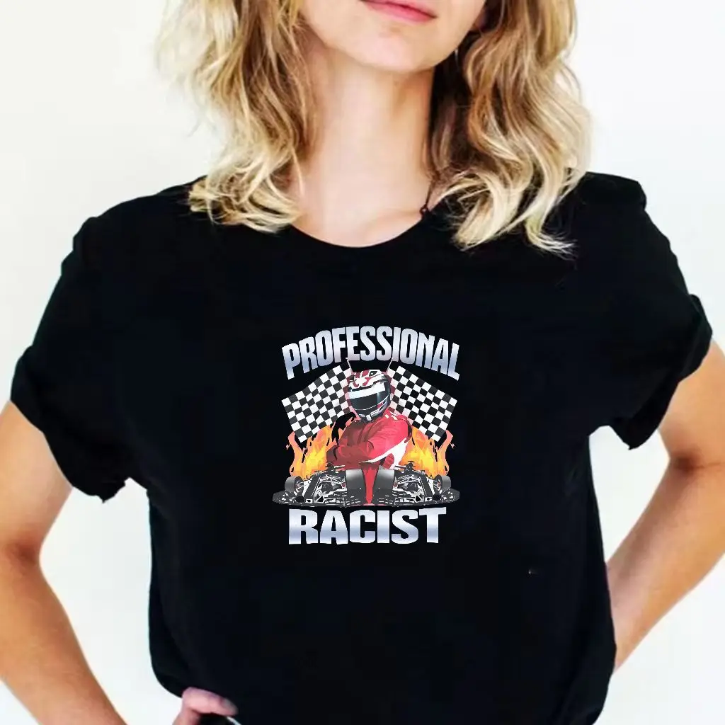 Camiseta profissional certificada raquista corrida meme unissex roupas de algodão harajuku gola redonda manga curta