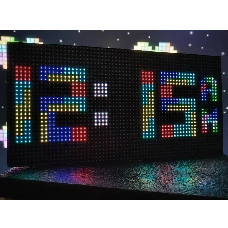 Orologio a matrice di punti fai-da-te Blocco multifunzionale Orologio con temporizzazione automatica digitale WIFI Orologio con display a colori a LED