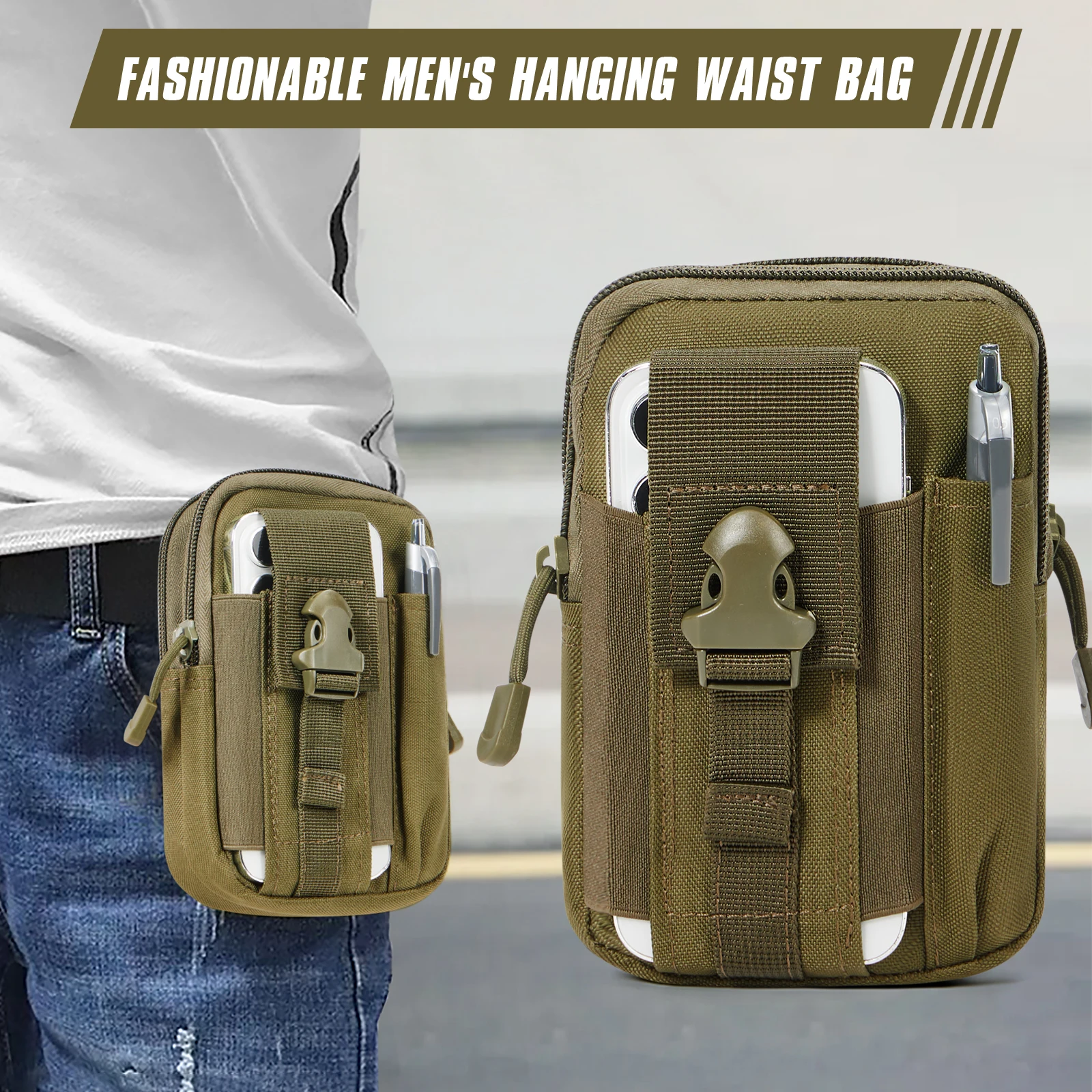 Saco de cintura ao ar livre multi-funcional à prova dwaterproof água camuflagem pendurado fanny pacote militar tático cinto saco portátil viagem telefone saco