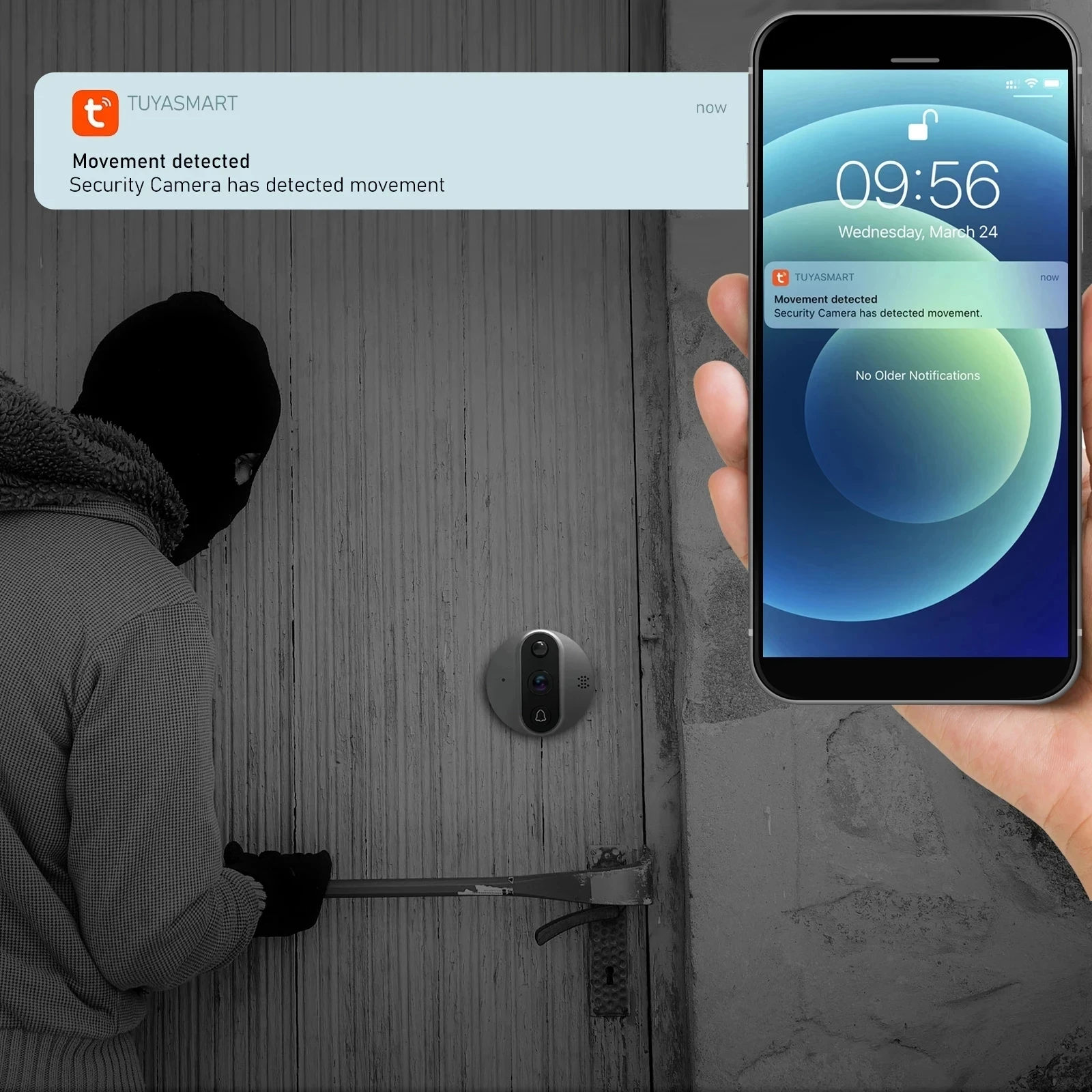 Wifi không dây Video Peephole trong cửa Tuya Chuông cửa có hình có camera Không dây Video Intercom Căn hộ 1080P Wifi Video Intercom cho Home Wifi Cửa trộm Video Digital Peephole