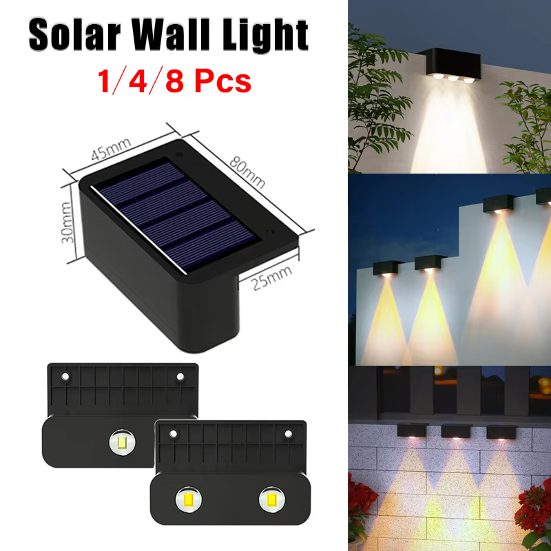 1–8 Stück LED-Solarleuchten für den Außenbereich, IP65, wasserdicht, Veranda-Licht, Treppenwand, dekorative Lampe für Haus, Hof, Zaun, Pool, Garten, Dekoration