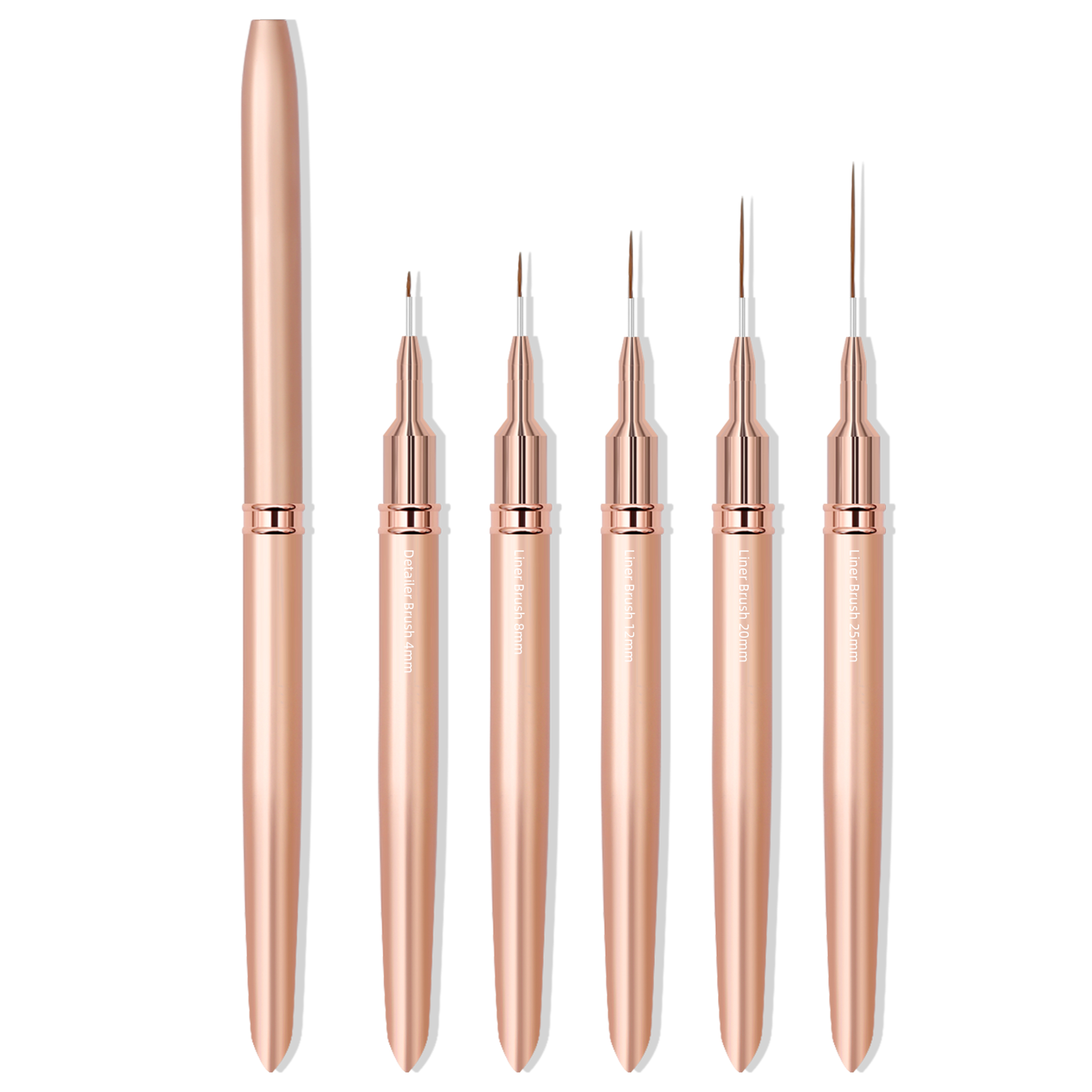 金属ハンドル 5 個 4/8/12/20/25 ミリメートルネイルアートライナーブラシセット超細線ストライピング絵画ネイルデザインペンマニキュアツール