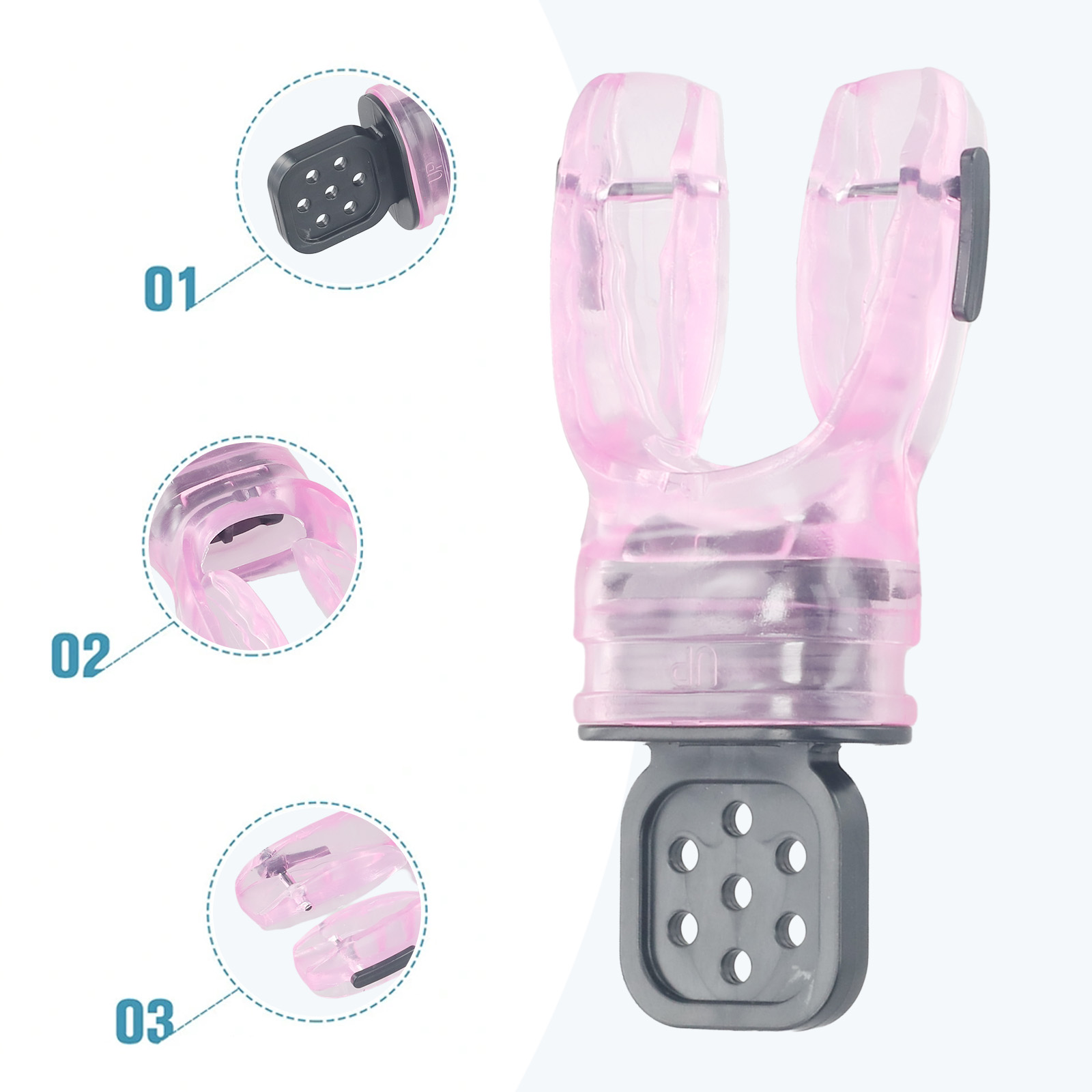 ปากเป่าซิลิโคนสำหรับดำน้ำ1ชิ้นปากเป่าสำหรับดำน้ำแบบขึ้นรูปได้ควบคุมด้วยเทอร์โมพลาสติก