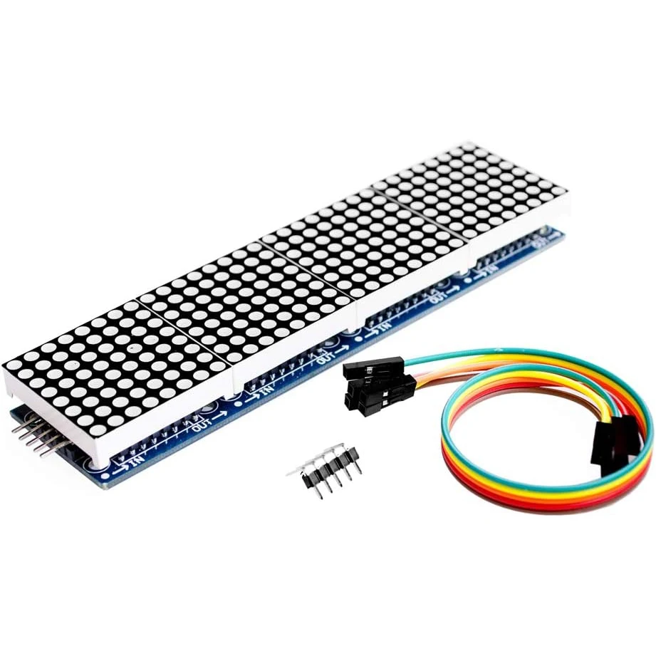 MAX7219 도트 매트릭스 모듈 32x8 4 in 1 LED 디스플레이 모듈은 Arduino Raspberry Pi용 5핀 와이어로 구동됩니다.