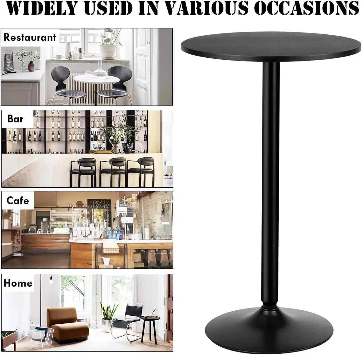 24-Inch Pub and Bar Table 40-Inch Height Modern style Round Top Standing Circular Cocktail Table Suitable for Living Room