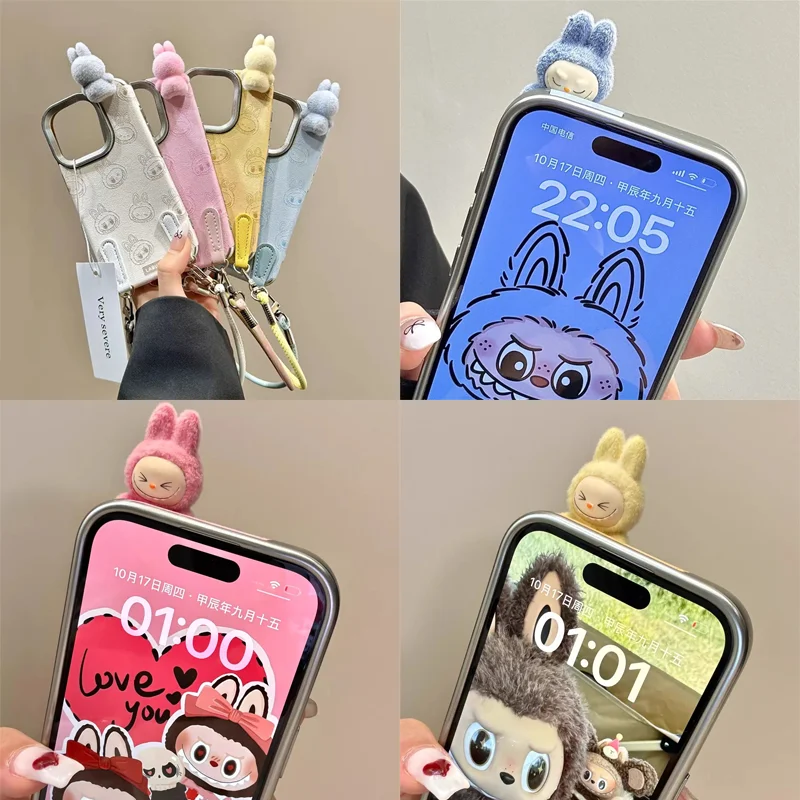 5 スタイル Labubu 携帯電話シェル紛失や落下を防止 3D 漫画 IPhone 16 Promax 電話ケース女の子の誕生日ギフトに最適