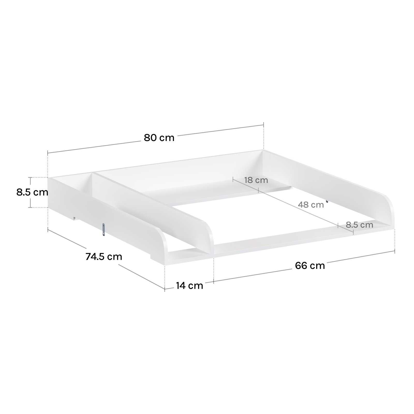 Table de commode pour enfants, 80x8,5x74,5 cm