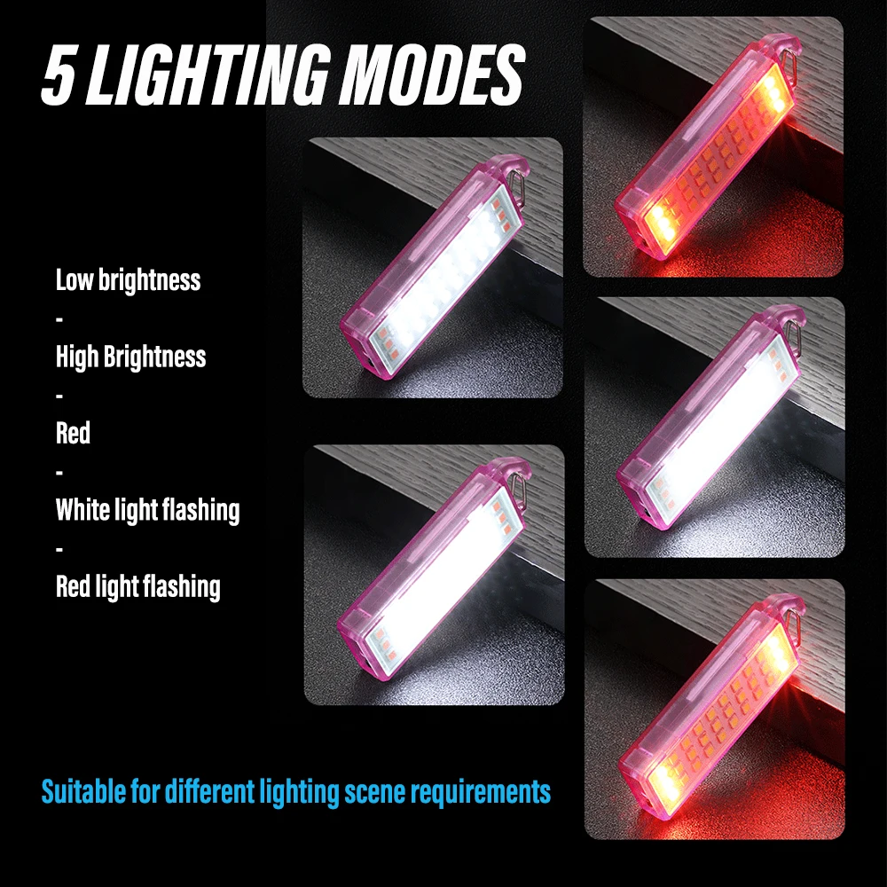 MINI LED Flashlight Rechargeable Work Light Keychain Light Camping Lamp Easy to Carry Multiple Lighting Modes Waterproof