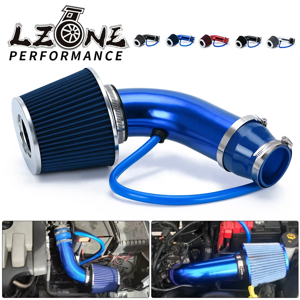 Lzone-filtro de ar universal de 3 "76mm e tubo de entrada de ar frio kit de tubo de indução turbo com cone de filtro de ar JR-AIT28 + imk14