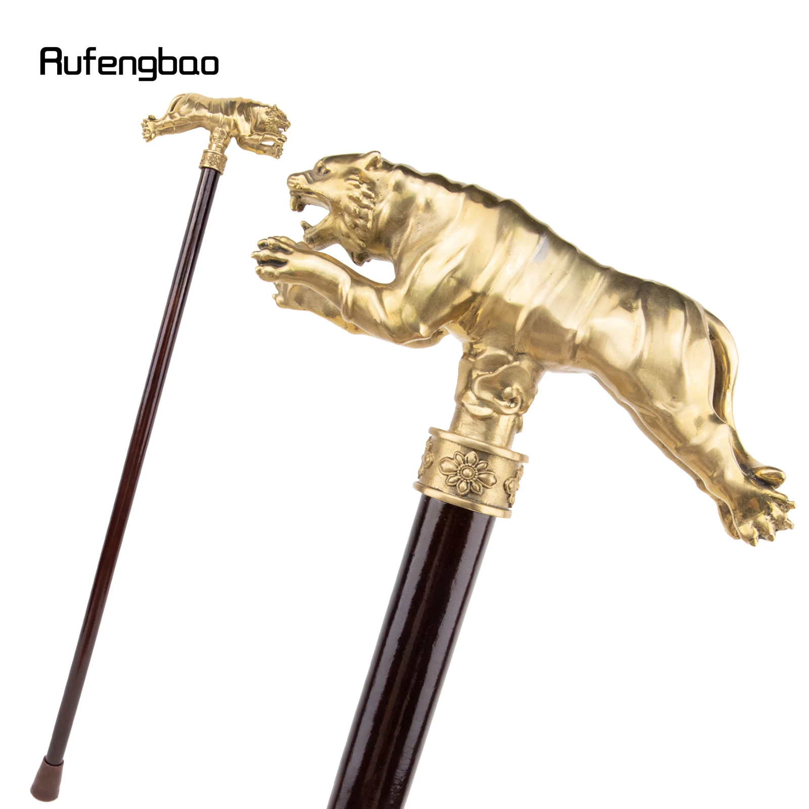 Bastón de madera de moda de una sola articulación de tigre de cobre dorado, bastón decorativo para caminar Cospaly, varita de mazza de Halloween, báculo de 93cm