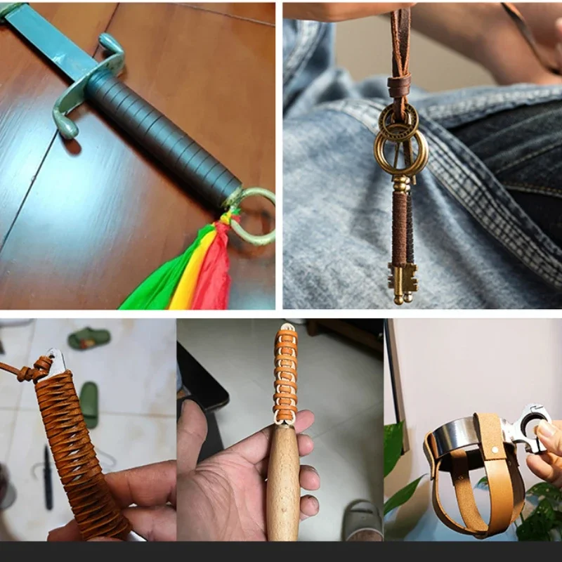 5 หลา Retro คุณภาพสูงของแท้หนังรอบ/แบน Strand เชือกหนังวัว Fit สร้อยคอสร้อยข้อมือ DIY เครื่องประดับ